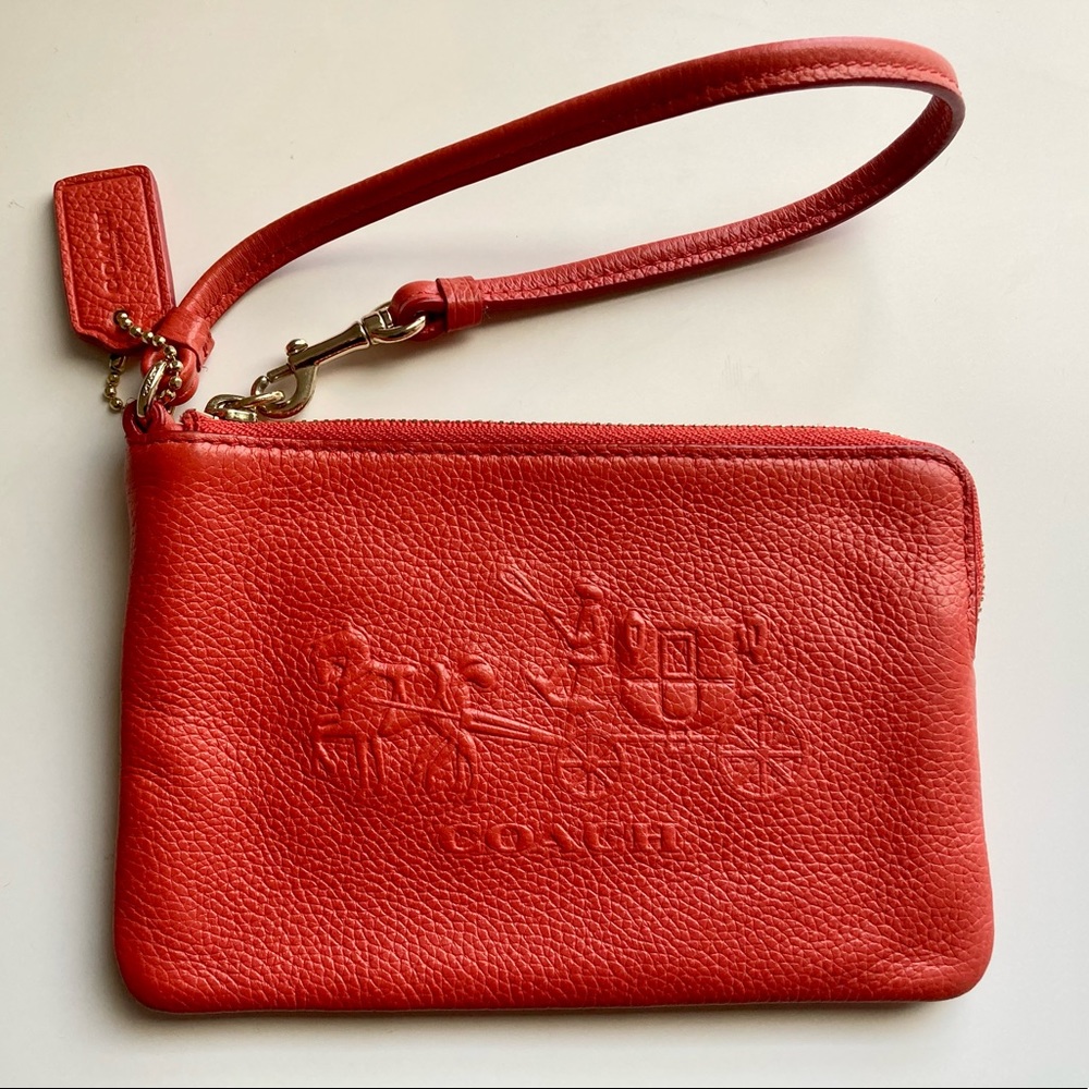 Coach Wristlet Wallet with Gold Accent Zipper
